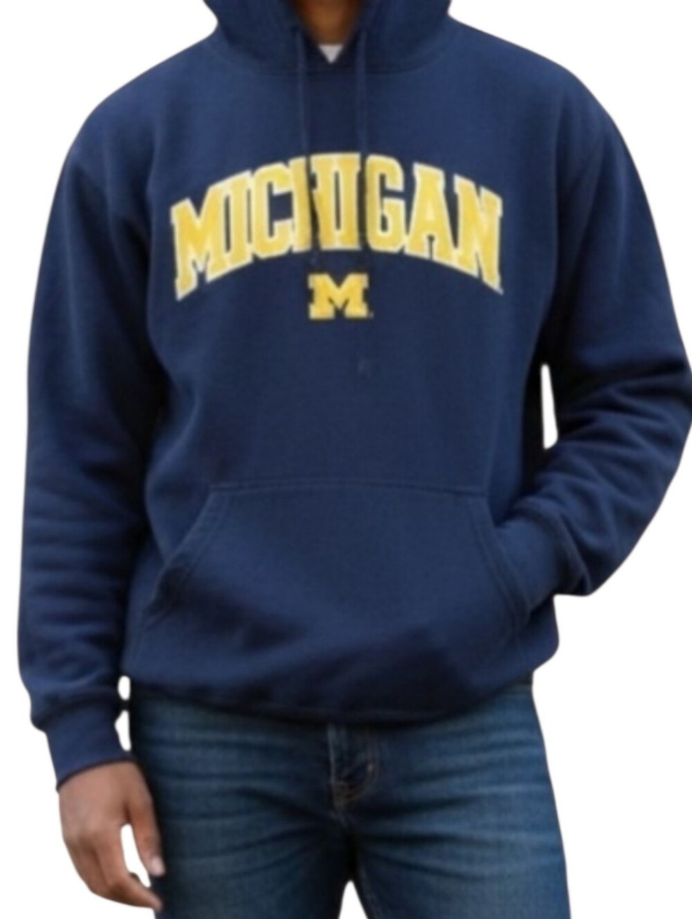 Majestic Michigan Navy Blue Hoodie Sweatshirt Size Medium Section 101
